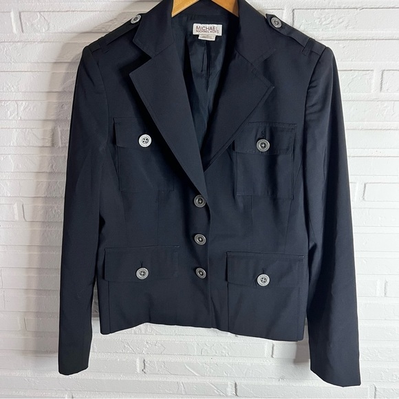 Michael Michael Kors Black Wool Blend Button Up Sports Blazer, Women’s Size 10 - Picture 1 of 9